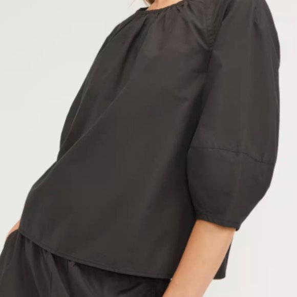 EVERLANE The Poplin Pleated Taper Pants and Poplin top Size L/14 black - Picture 2 of 10